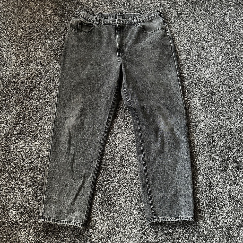 Vtg Lee Jeans Mens 38x32‎ Gray Acid Wash Denim 5 Pocket Tapered USA 90s